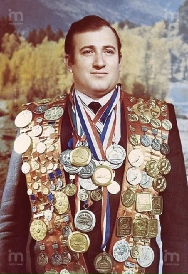Soviet world champion finswimmer Shavarsh Karapetyan who saved the lives of 20 people in 1976 when he saw a trolleybus plunge into a reservoir