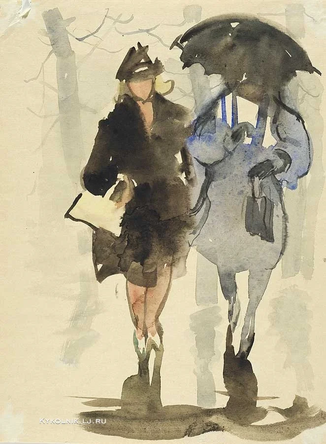 Мыслина Мария Владимировна (Россия, 1901 - 1974) «Дождь» 1960-е.jpg
