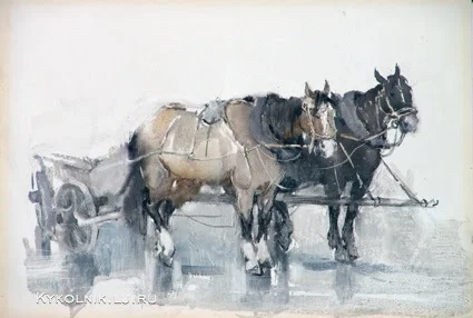 Мыслина Мария Владимировна (Россия, 1901 - 1974) «В упряжке».jpg