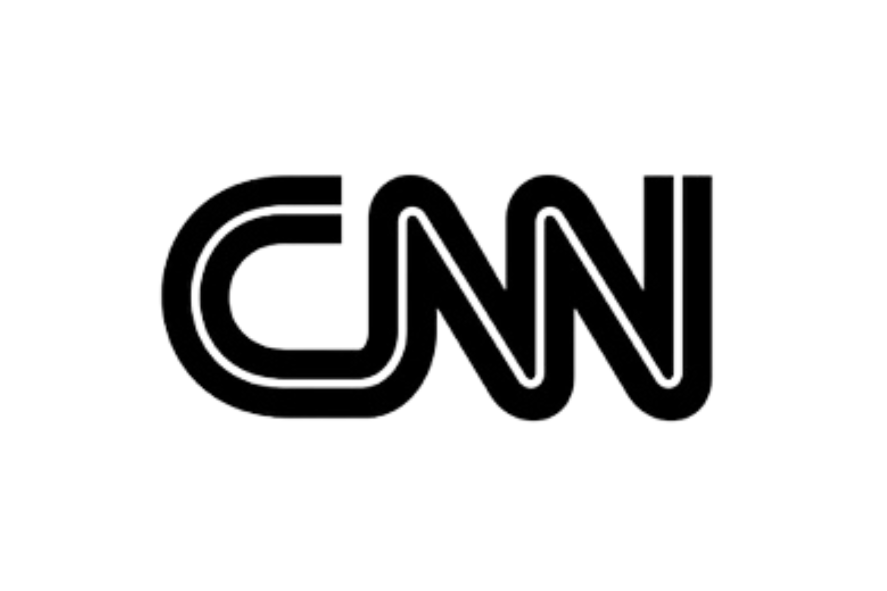 Black and white CNN logo with a stylized 'C' and the rest of the letters 'NN' next to it.