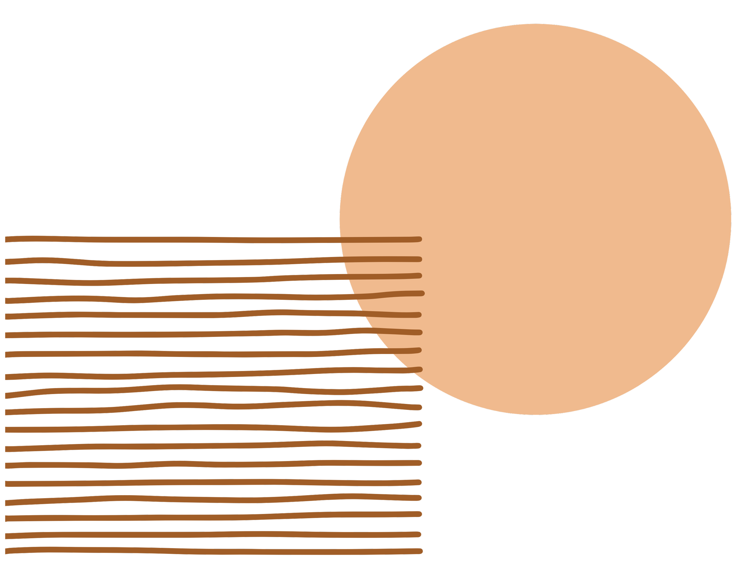 Abstract illustration with a large beige circle and wavy horizontal brown lines against a black background.