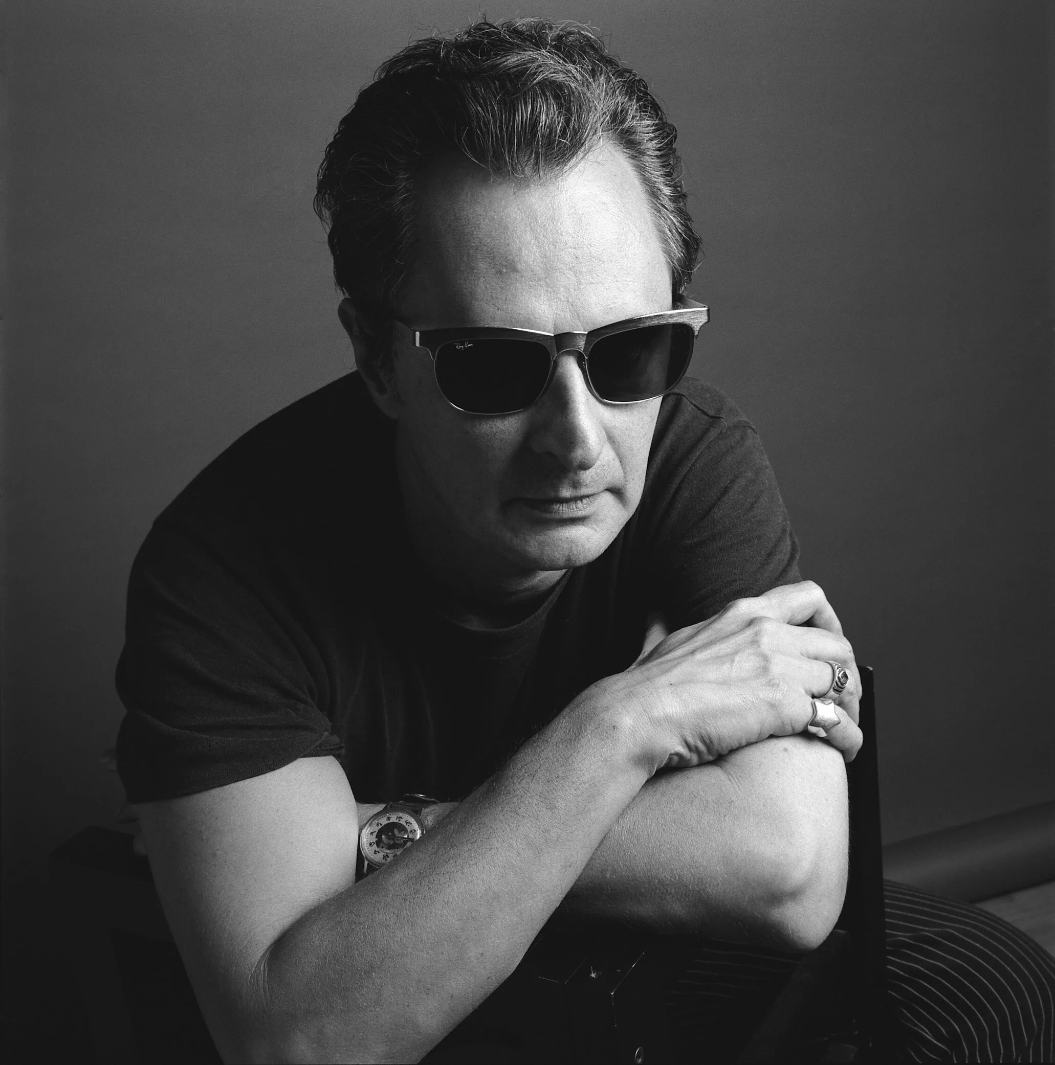 Portrait en Noir et Blanc de Marc Zermati , 1995 Paris,Skydog Records, Punk rock , Producteur et Promoteur