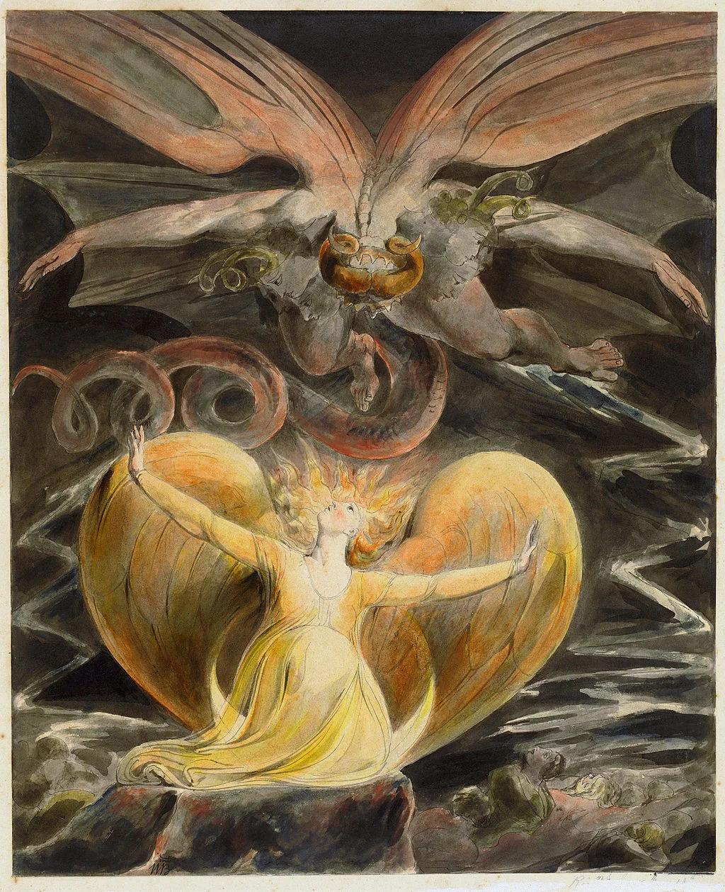 William Blake, The Great Red Dragon and the Woman Clothed with the Sun (early 1800s)