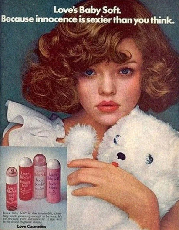 Ad for Love's Baby Soft perfume, introduced in 1974.