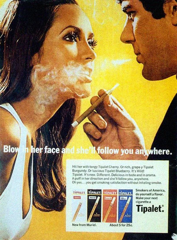 1969 ad campaign for Tipalet cigarettes by Muriel