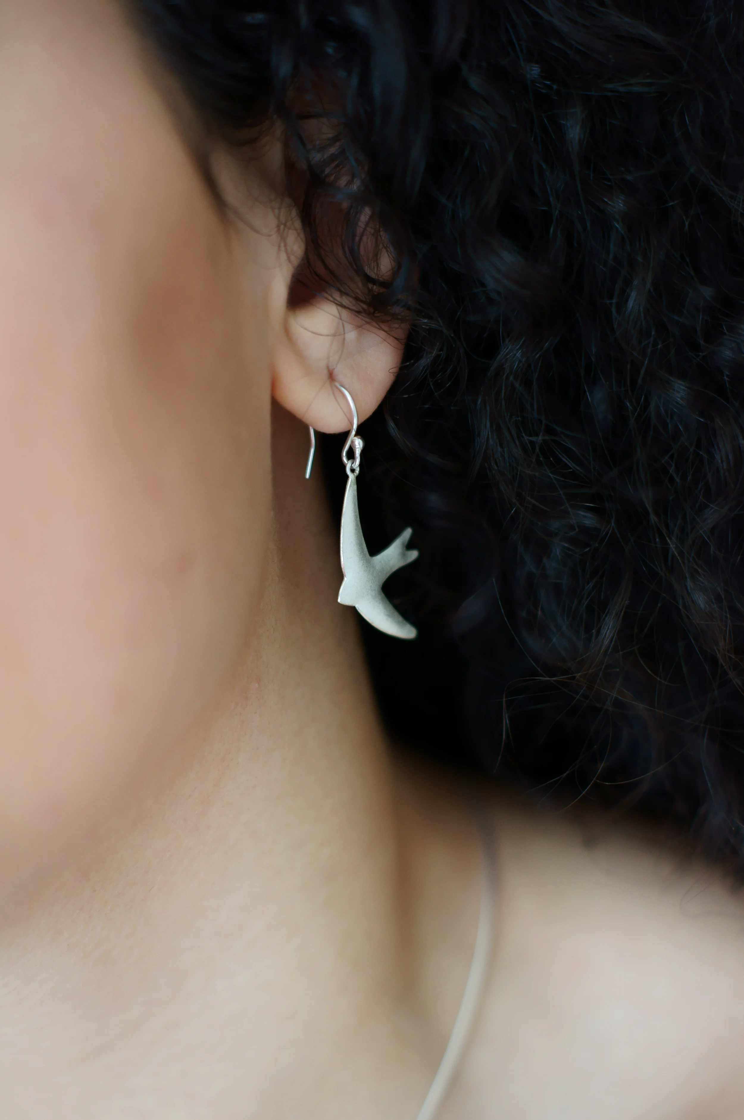 Kate Phipps swift bird drop earring model.JPG