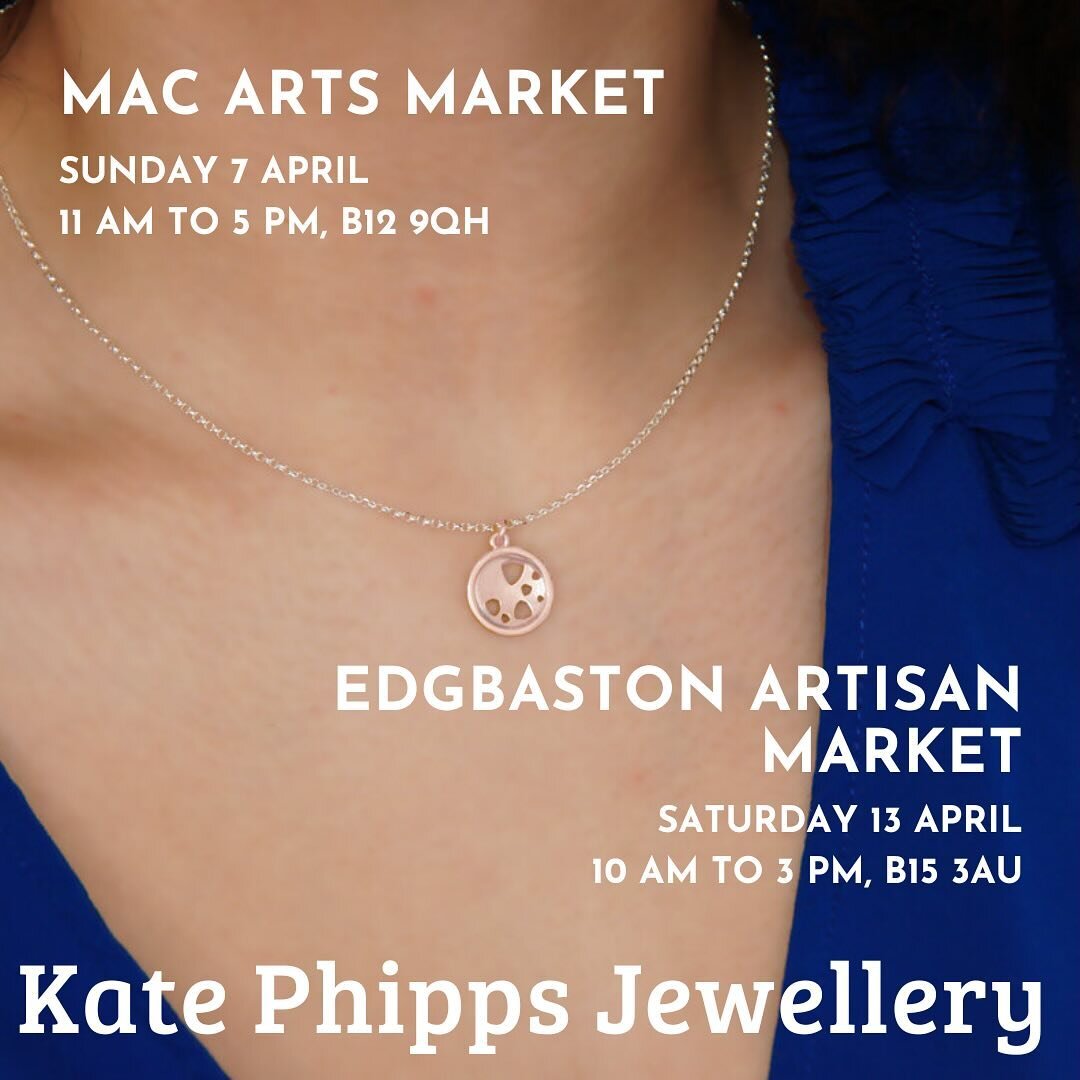 Tomorrow and next Sunday you can find me at two wonderful Birmingham Markets. Mac Arts Market tomorrow (Sunday 7th) and Edgbaston Artisan Market next Saturday (13th). It would be great to see you there. 

Pictured: small scattered trillions necklace 