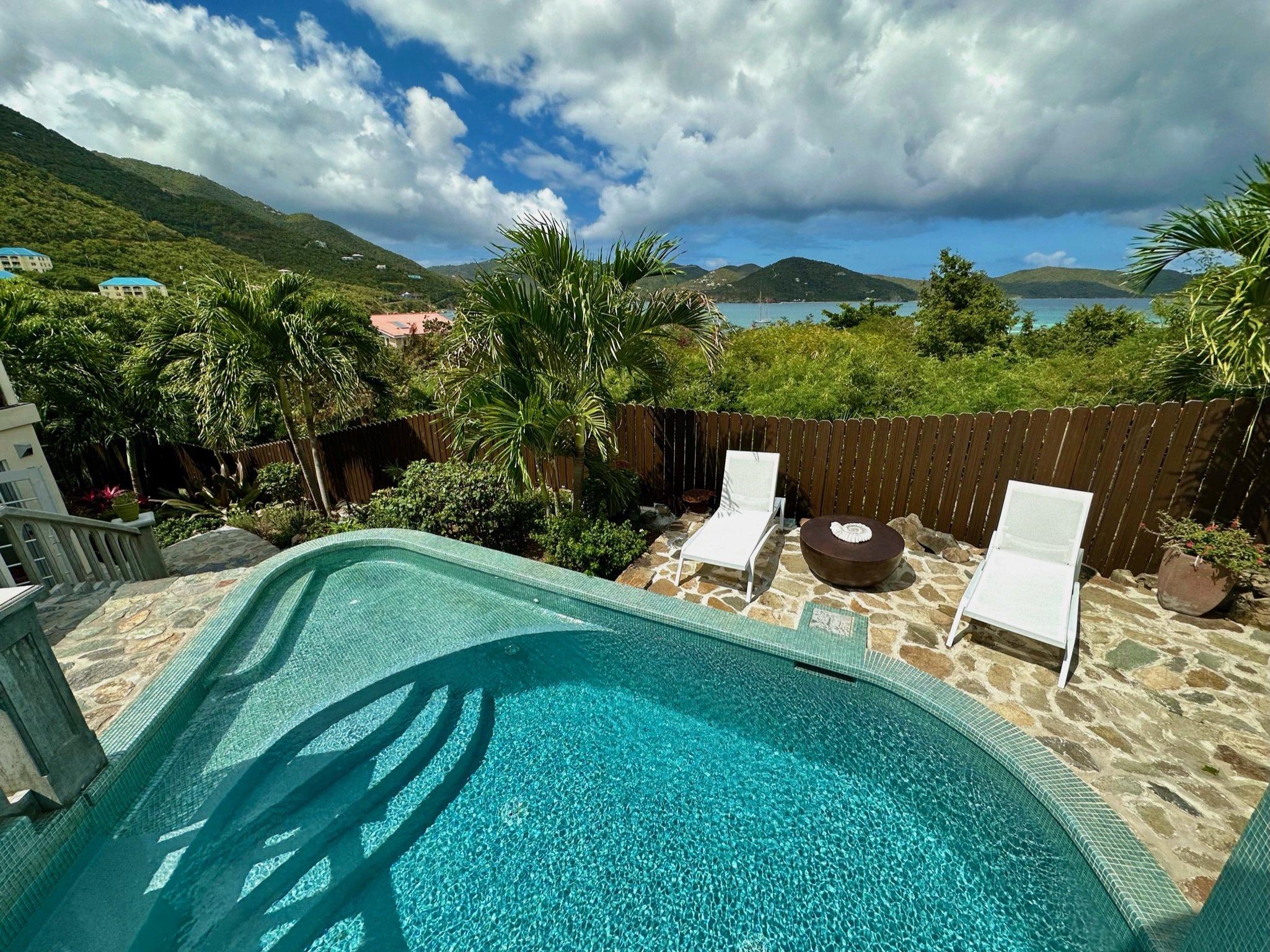 Views looking out over the pool into the bay.JPG