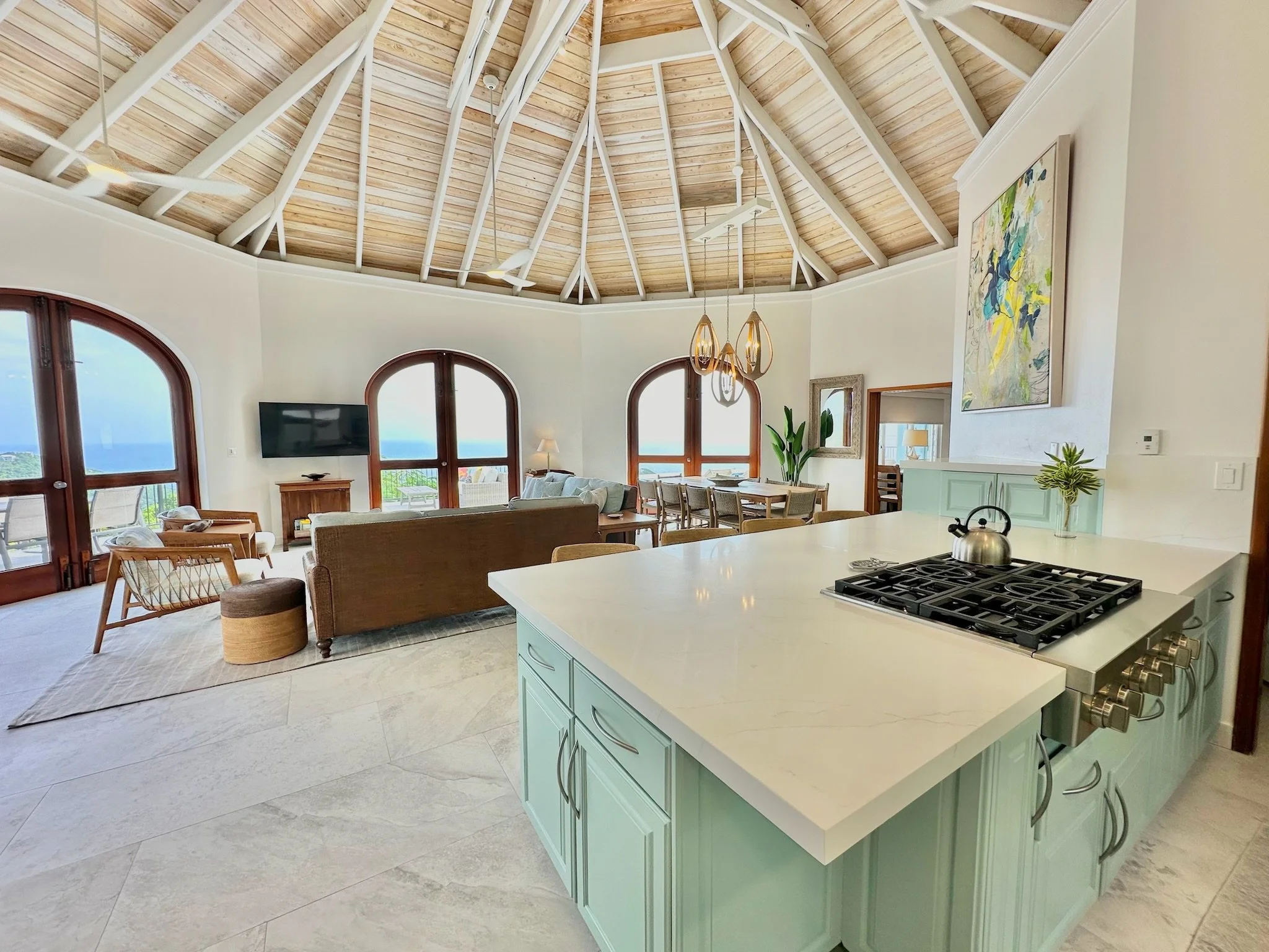 Villa Panache open kitchen with ocean views