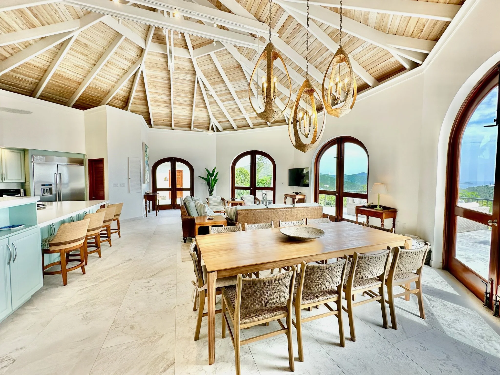 Villa Panache open-concept living and dining room