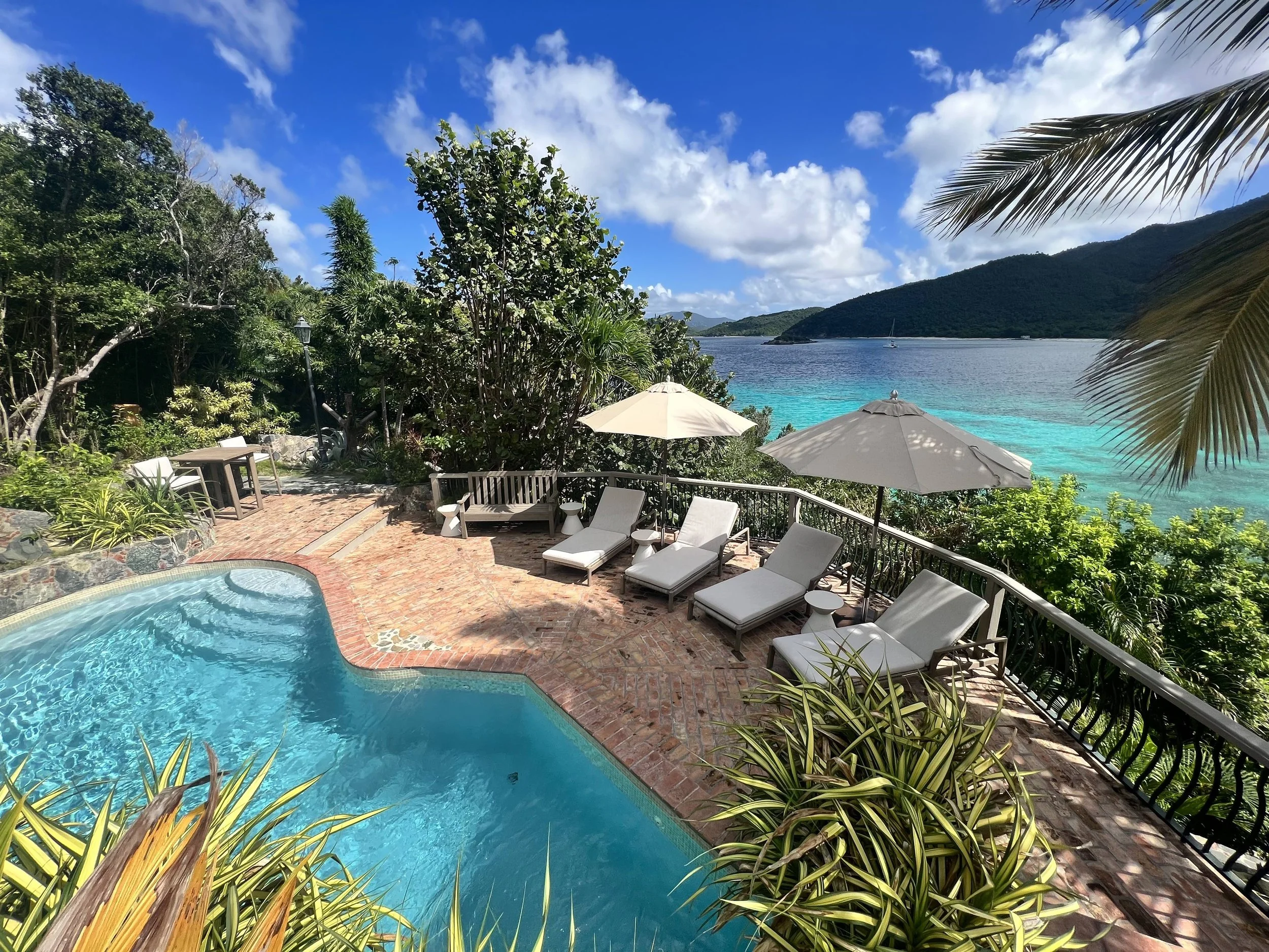 Pool overlooking turquoise Caribbean water on St. John