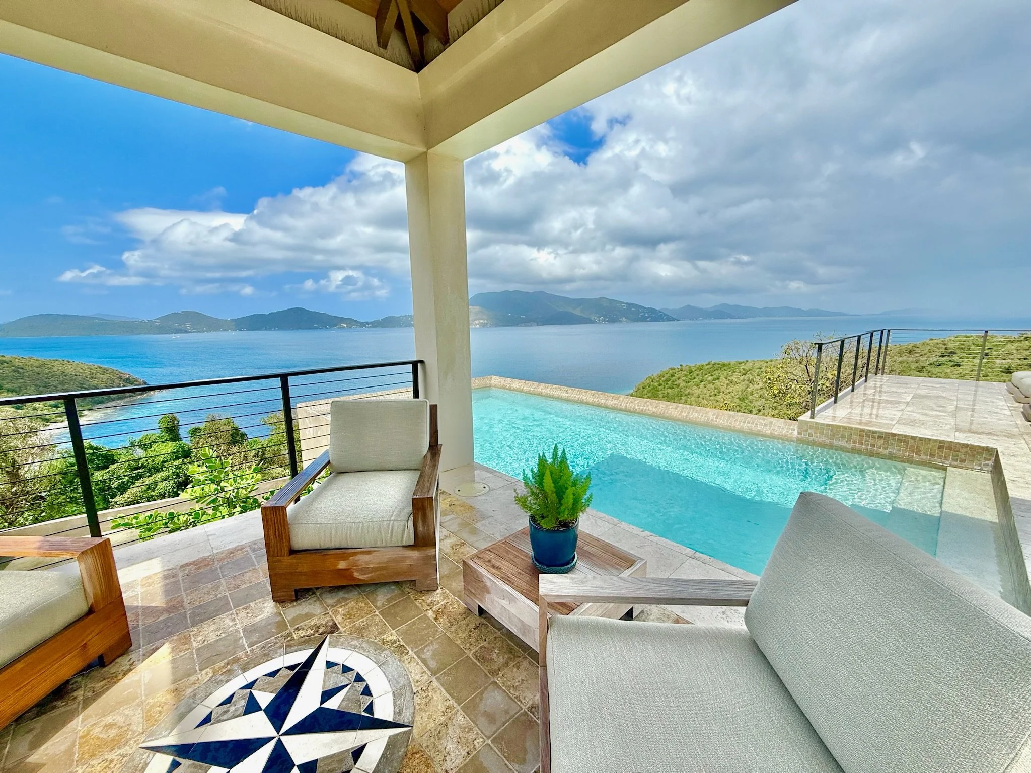 Covered pool terrace at Window to the Sea