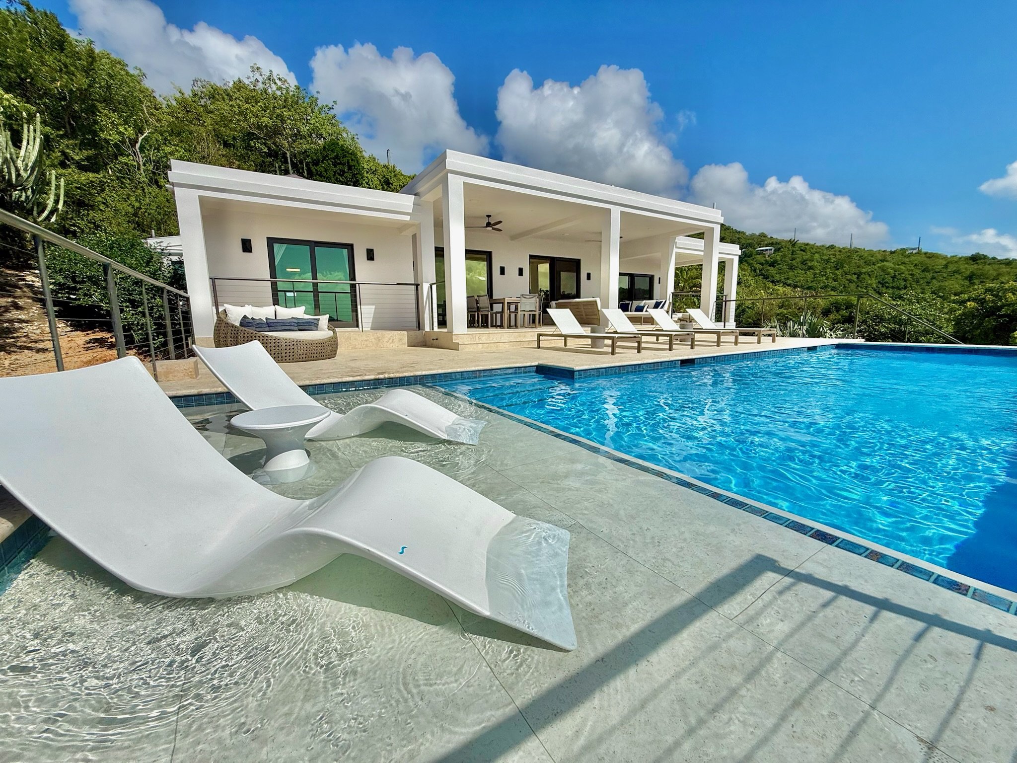 Lounge in the pool chairs