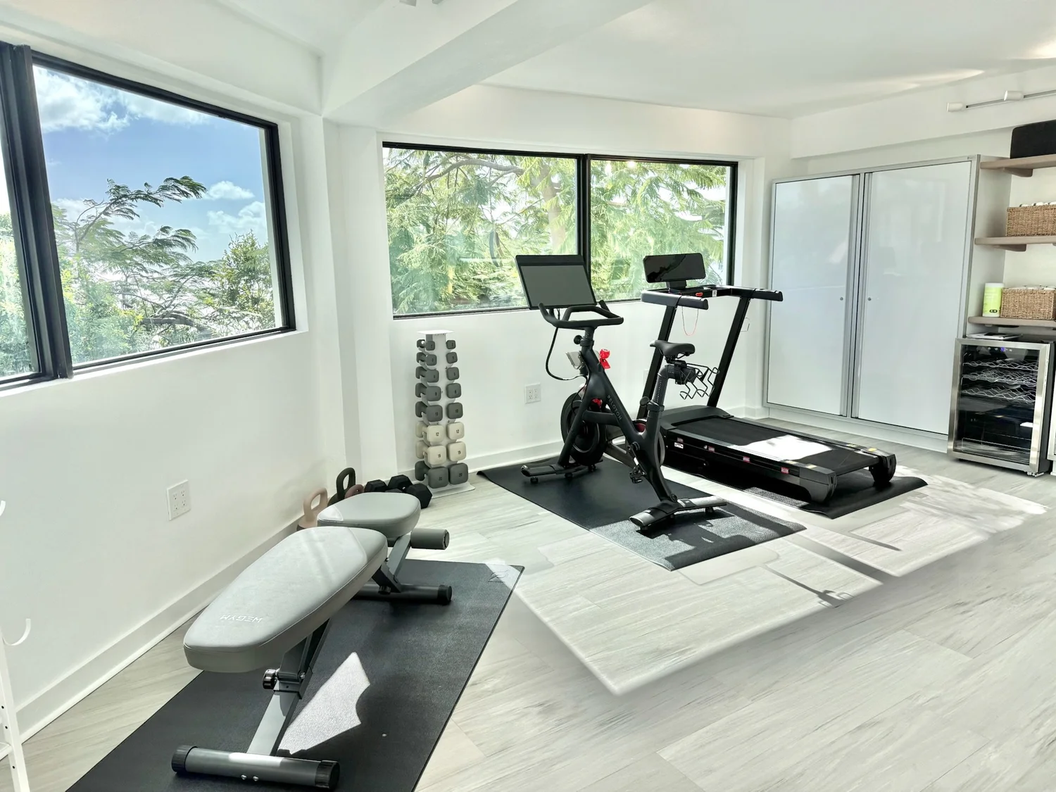 Private gym at Villa Panache with Caribbean views