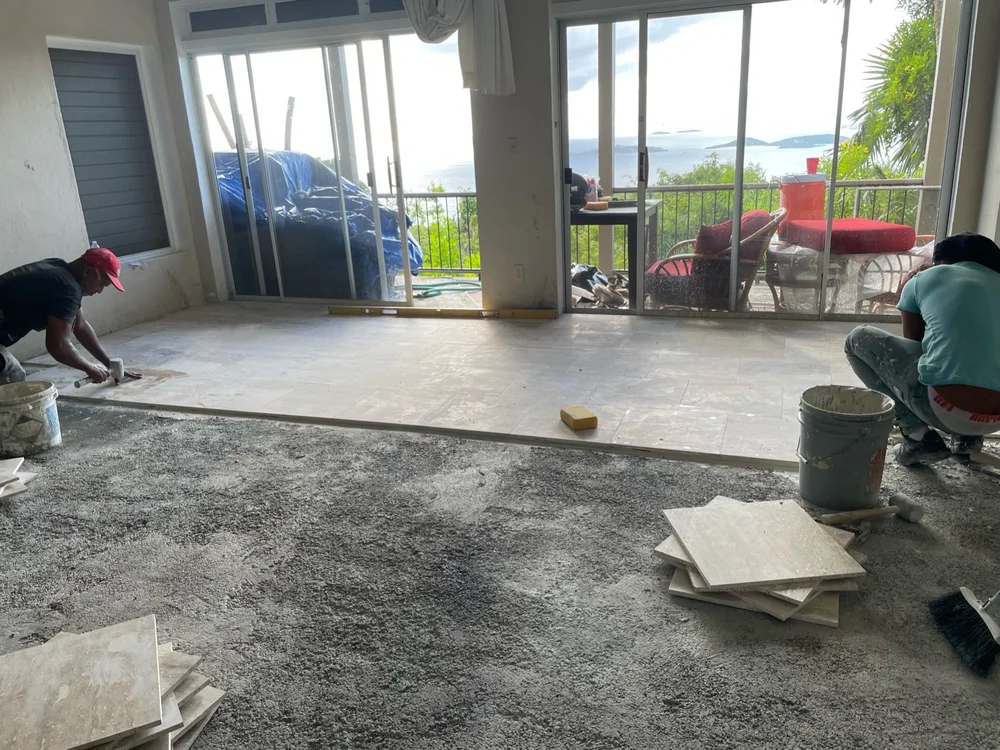 New floor installation at Villa Nanichi