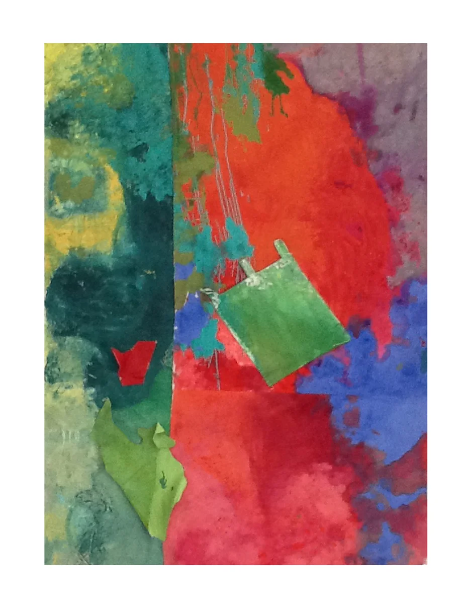 All Fall Down , 72" x 102" (unstretched), paint, leather, fabric and buttons on sewn canvas panels