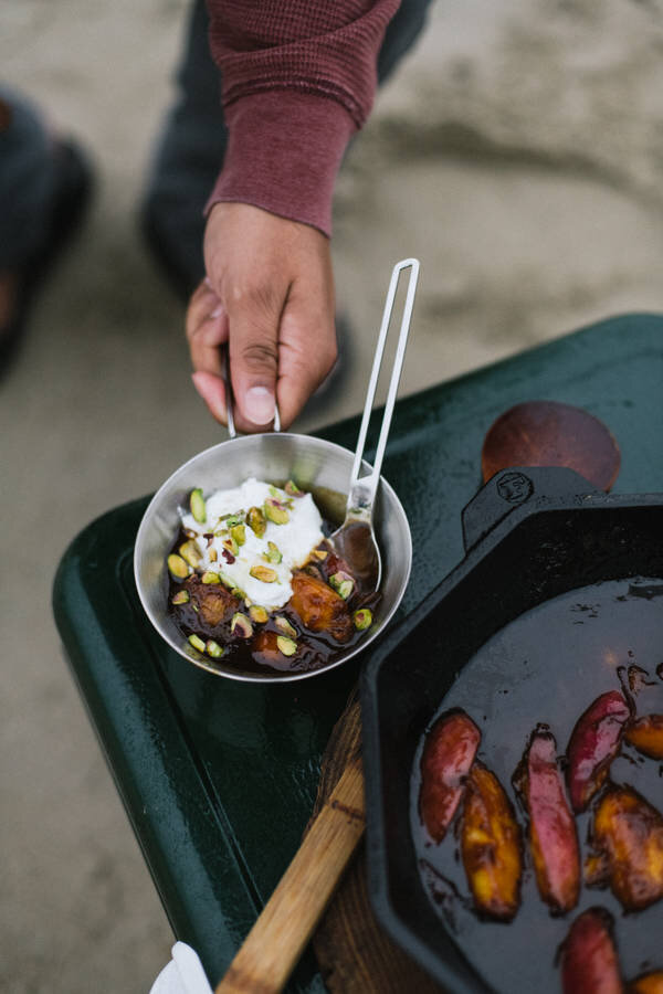 Boozy Peaches with Yogurt and Pistachios for Finex