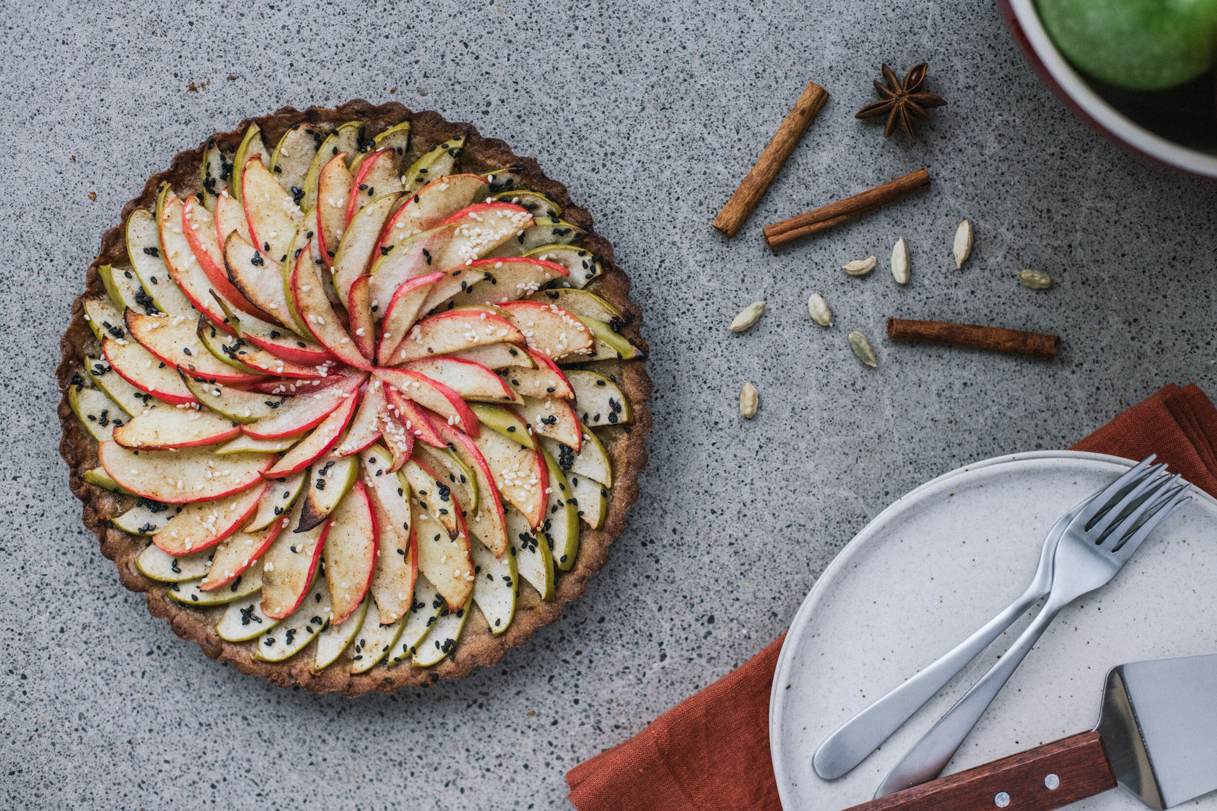 Tahini Apple Tart for the Teff Company