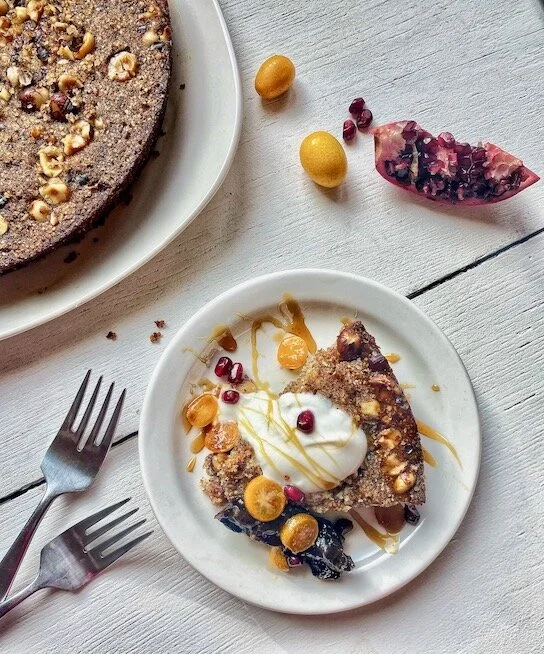 Hazelnut Polenta Cake with Two Fruit Compotes — Lauren Chandler Cooks