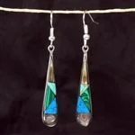 Silver, Turquoise and Abalone Earrings