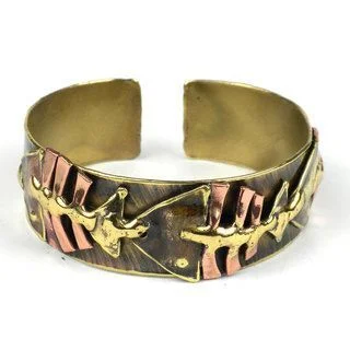 Fish Bone Brass Cuff