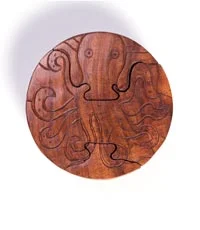 Hand-carved octopus puzzle box made in India by Handmade Expressions