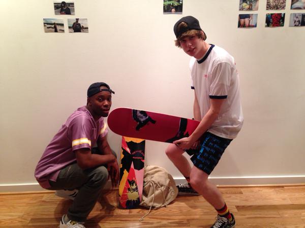 Kasey Jones with Ande from 800 along with a few skateboard decks that he (Ande) designed 2 the Facelift art show for Boz800 and Domingo