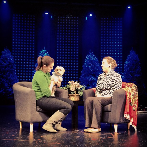    Performing at Forest Hill Church with a furry co-star, Button. Photo by Erin Fede.   