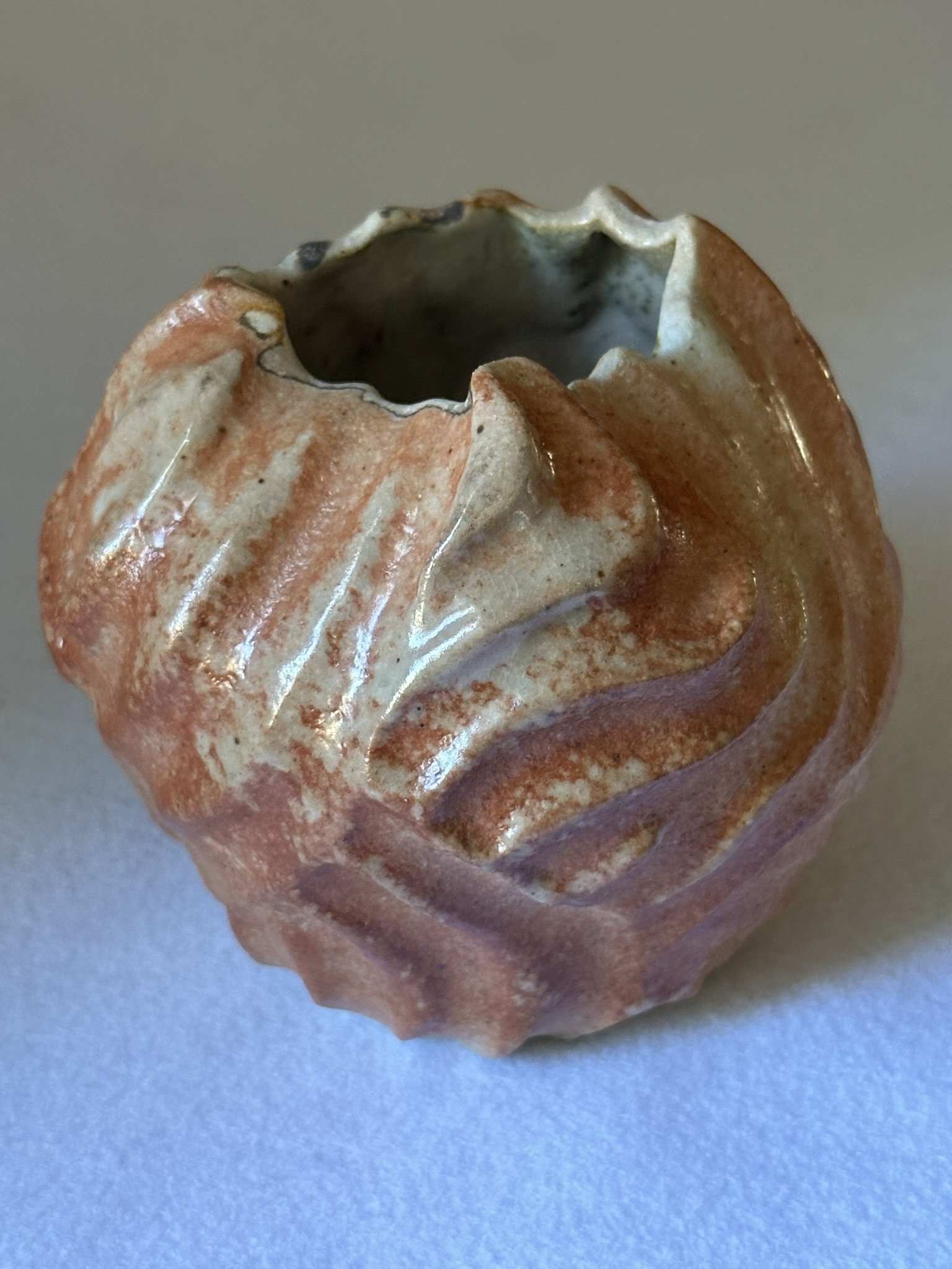Small Shino vase, 4" high