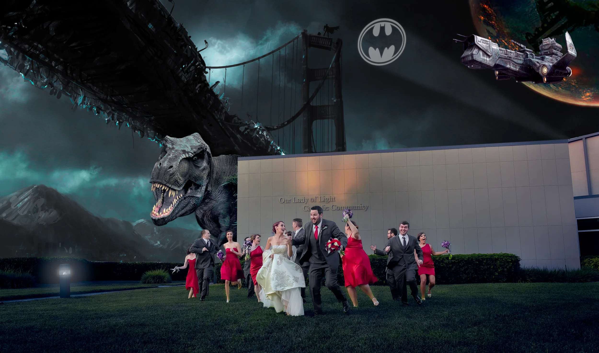 Wedding Dinosaur Chase