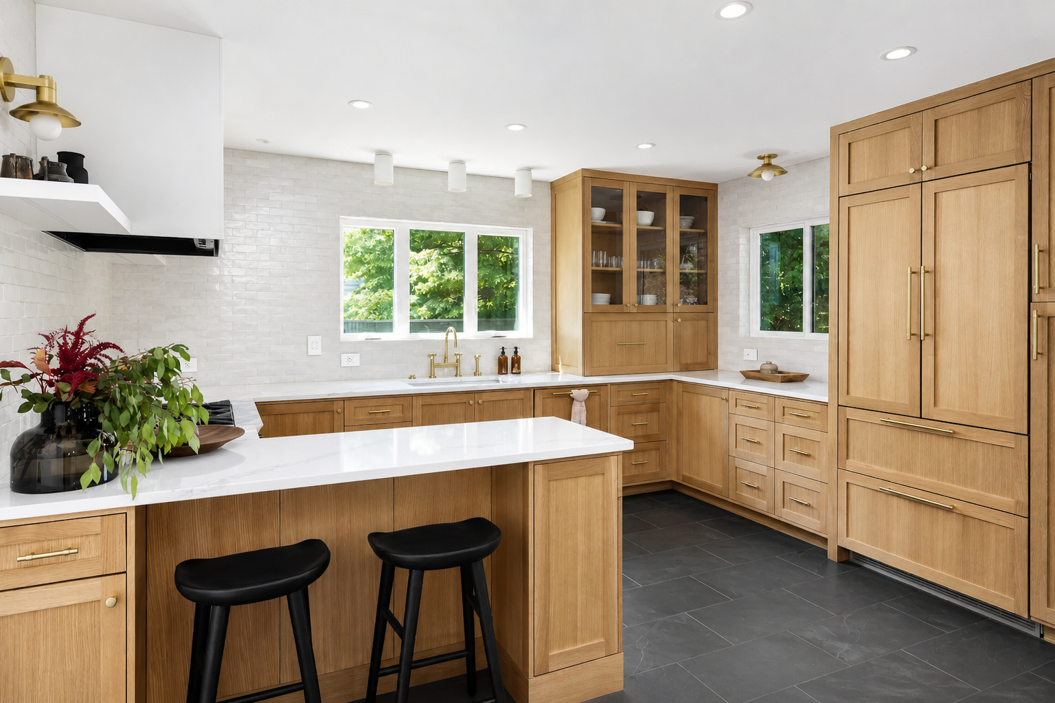 Custom white oak kitchen remodel in Southeast Portland