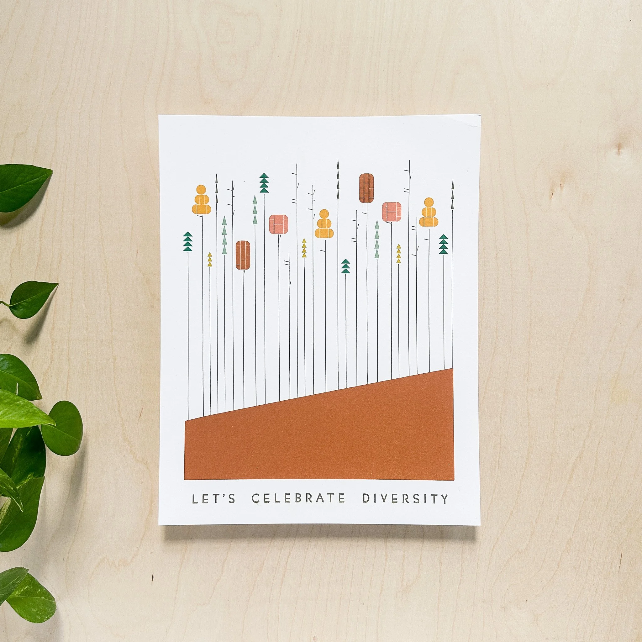 11 x 14" Let's Celebrate Diversity print in Orange SECONDS 01