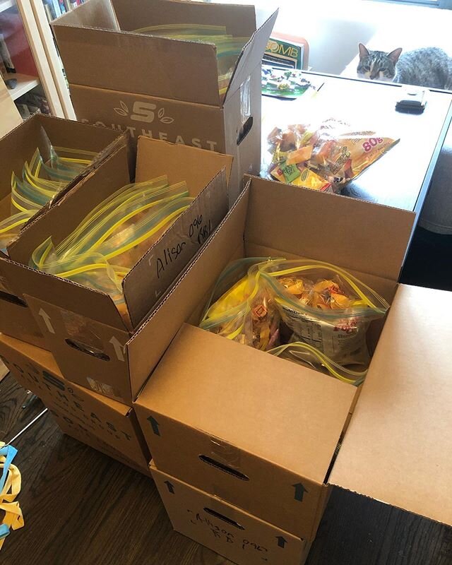 The snacks for childcare workers that you all (my instagram &ldquo;staff meals&rdquo; club) have paid for arrived yesterday. I had enough to make 56 bags so I can send a few extra to the Regional Enrichment Center and hold back some for ppl in my nei