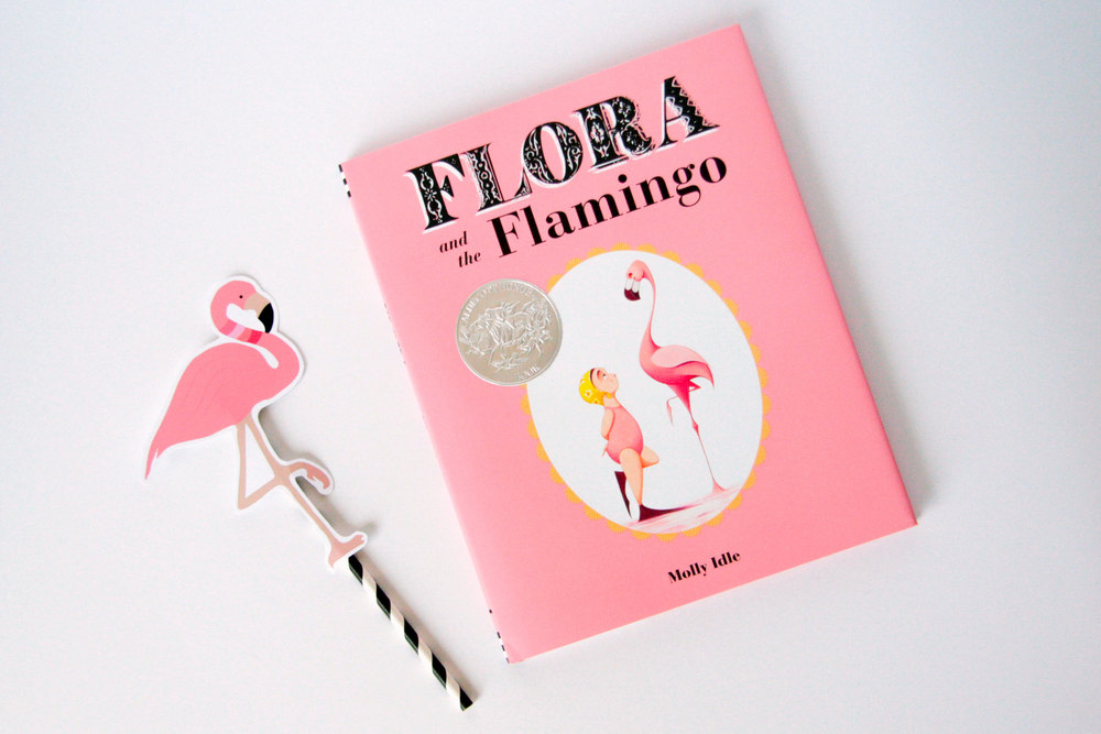From the publisher, Chronicle Books : In this innovative wordless picture book with interactive flaps, Flora and her graceful flamingo friend explore the trials and joys of friendship through an elaborate synchronized dance. With a twist, a turn, and even a flop, these unlikely friends learn at last how to dance together in perfect harmony. Full of humor and heart, this stunning performance (and splashy ending!) will have readers clapping for more !