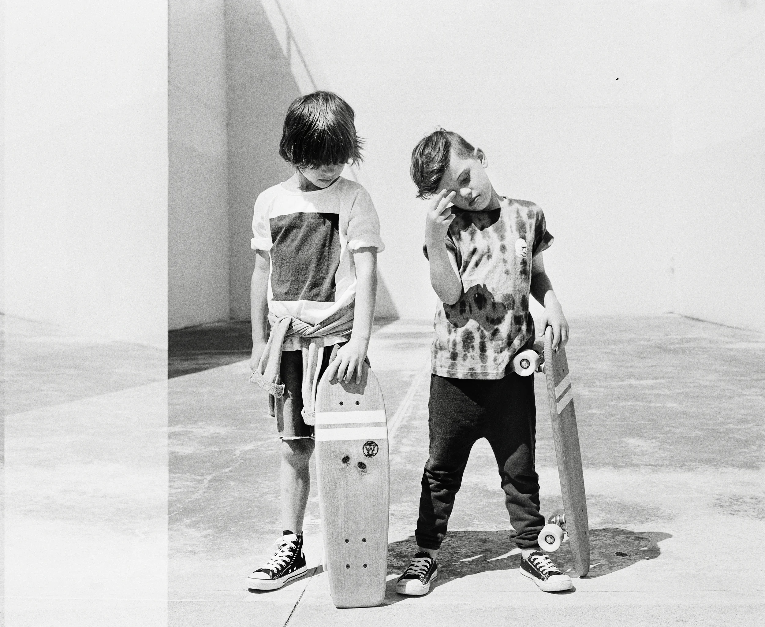 Joe wears Zuitton tee Nico Nico jumper (worn around waist) Munster shorts Converse hi tops Worth Skateboard Harley wears: Munster tee Nico Nico Pants His own shoes Worthy Skateboard