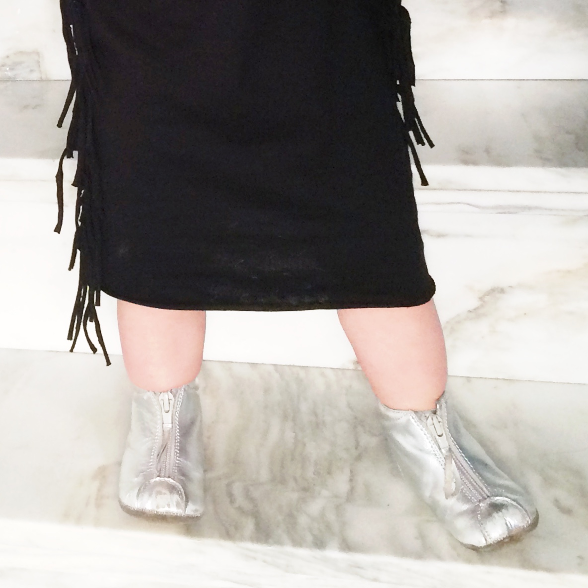 Black Dress Petitbo ( www.petitbo.se ) | Silver Booties Bisgaard ( www.fourmonkeys.com )