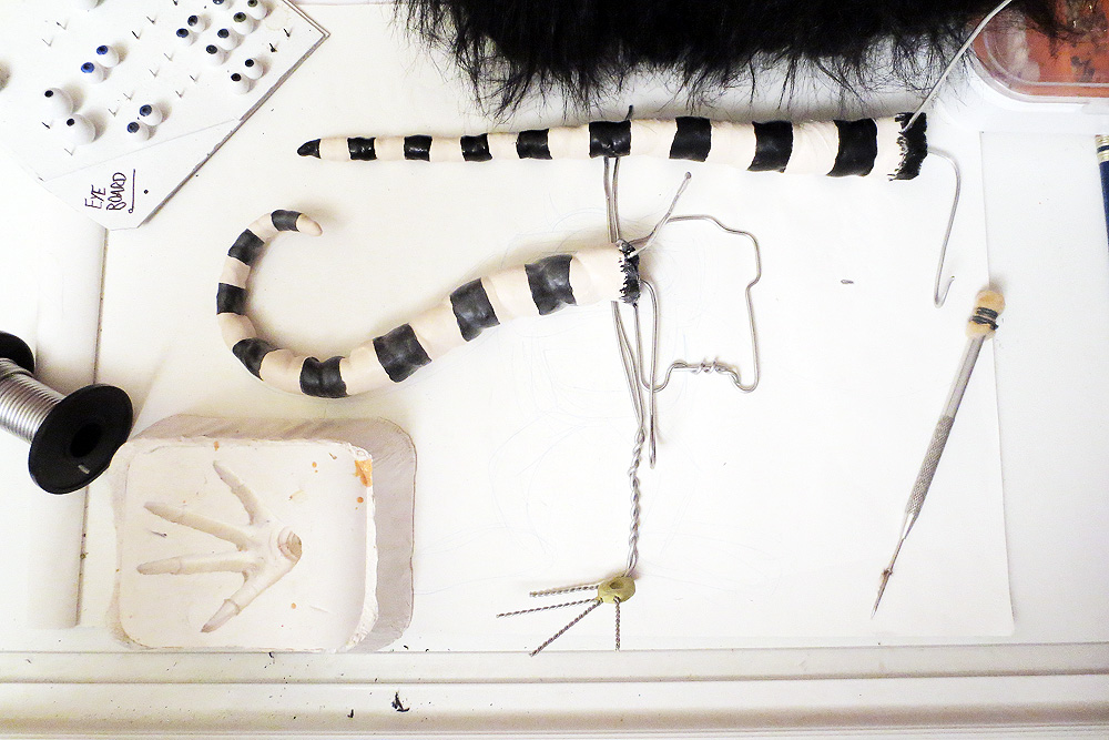 The alien monster puppet being built by Richard Whillock based on my concept drawings.