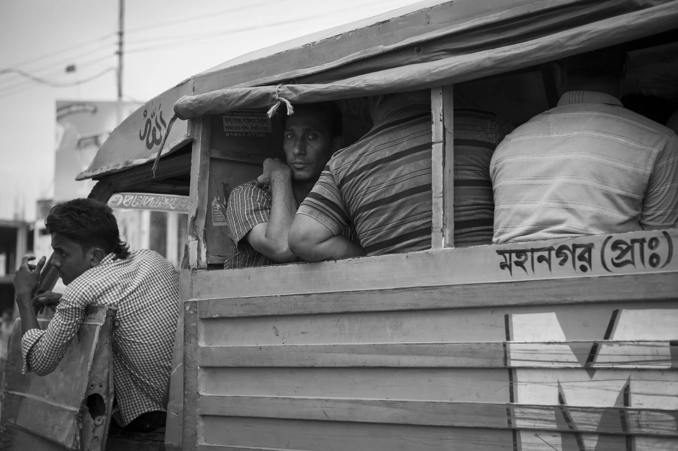 Public bus stops during a political rally of the Bangladesh Nationalist Party in Dhaka. June 8th, 2013.