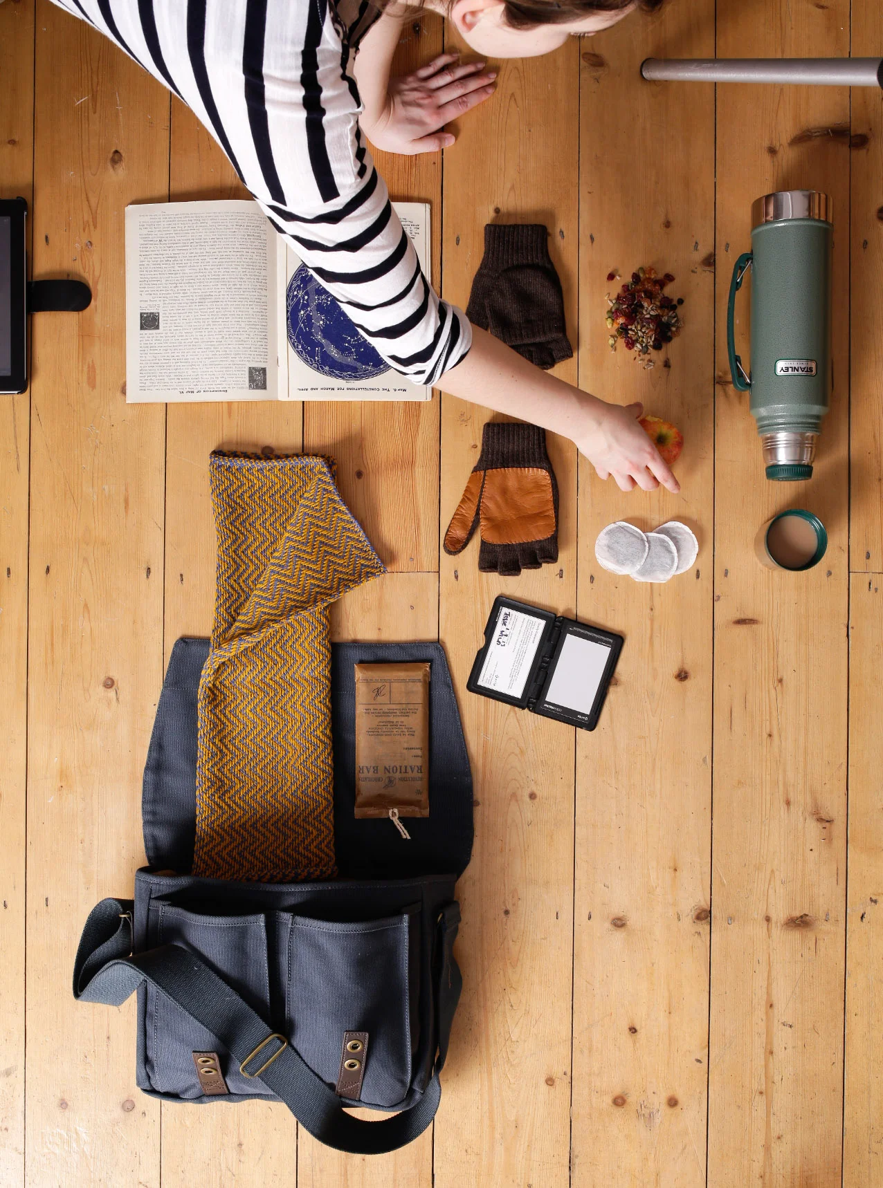 Editor Jo styling a photoshoot for our feature on stargazing kit 