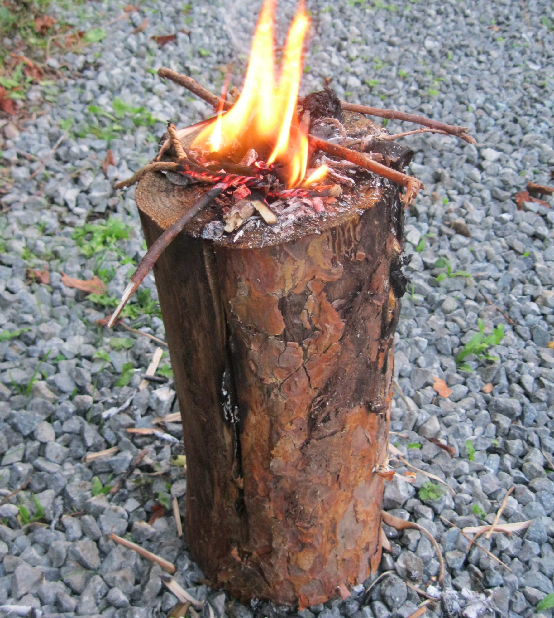 A Swedish torch log burns for two to four hours