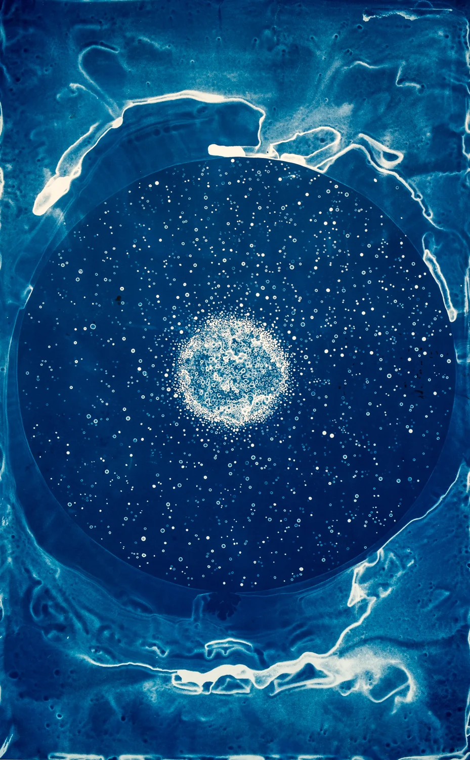 Lia Halloran: Globular Cluster, 2015, cyanotype, painted negative