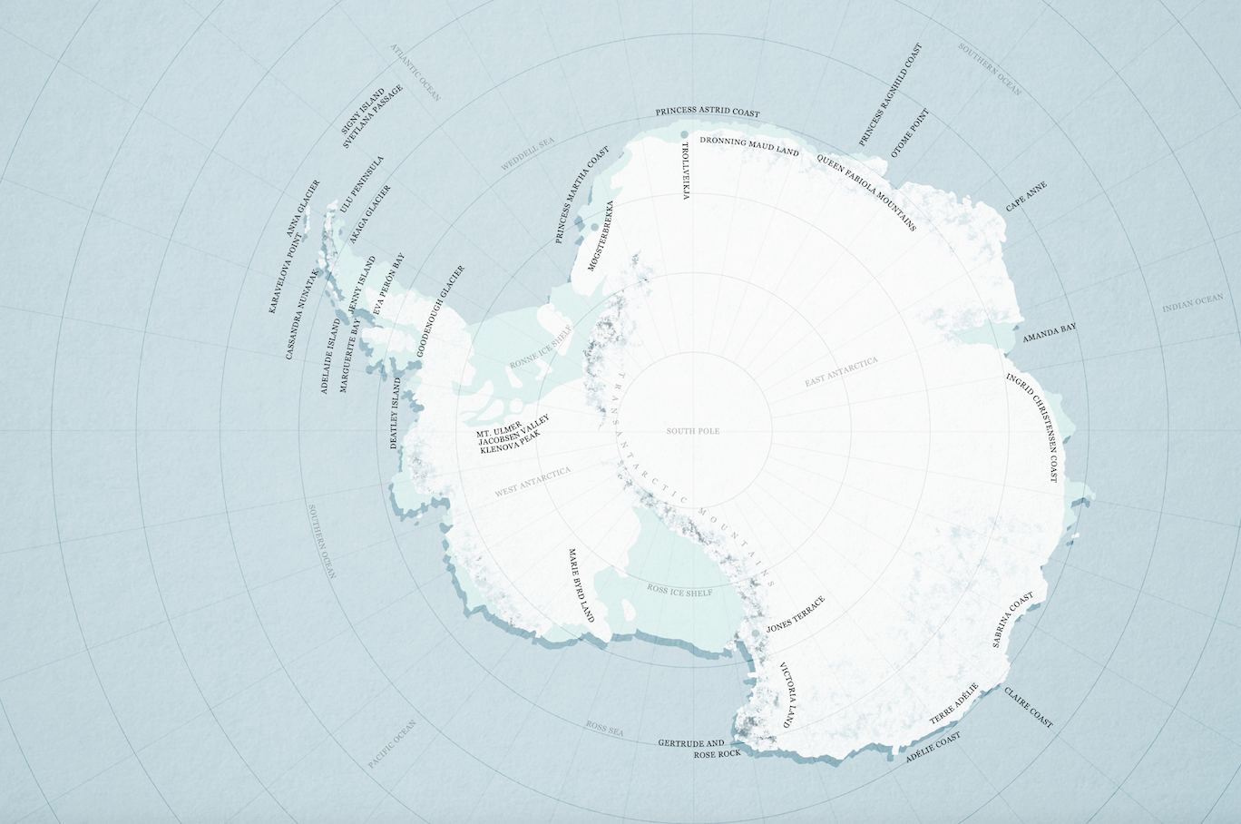 'Mapping Antarctic Women', illustrated by Aidan Meighan, © Carol Devine. 