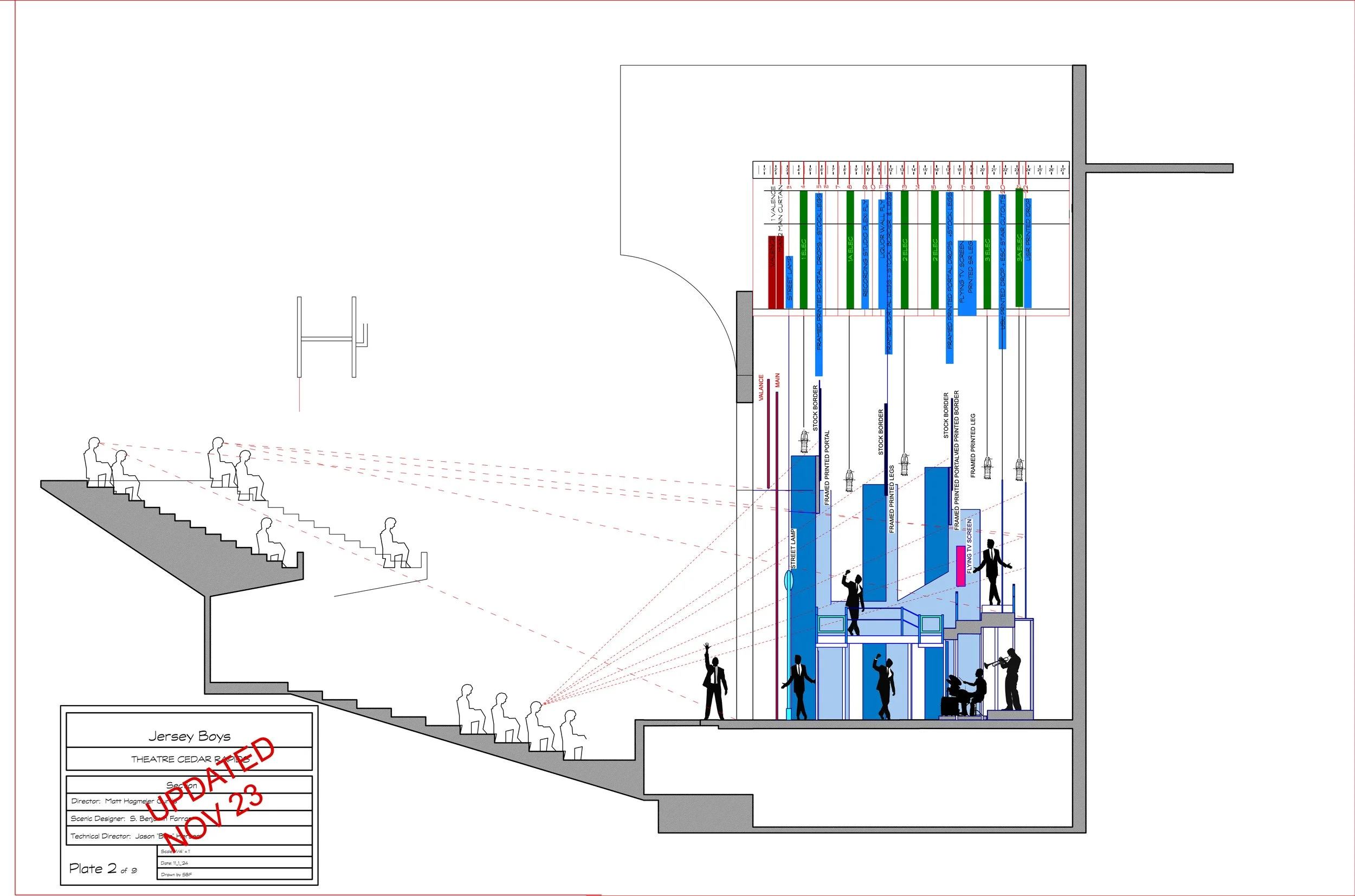 Drafting: Section for Jersey Boys at Theatre Cedar Rapids