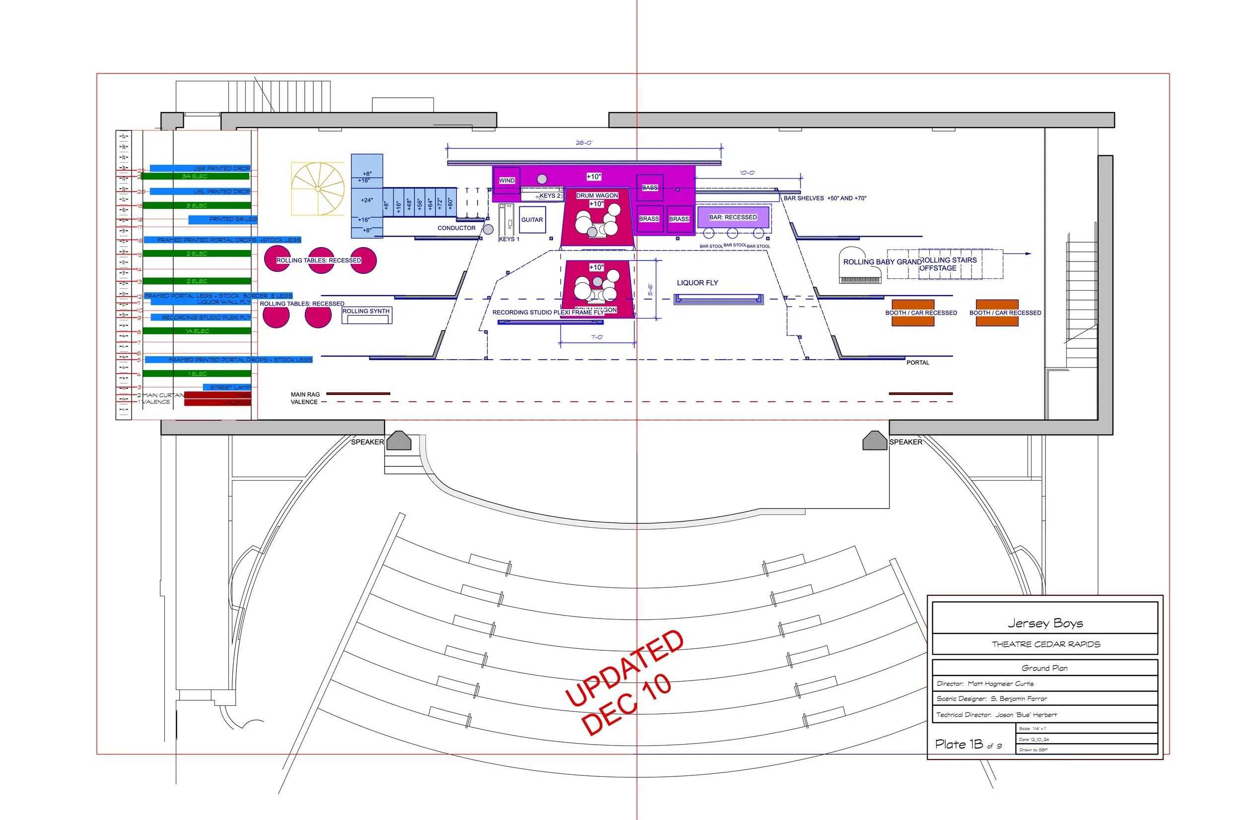 Drafting: Ground Plan for Jersey Boys at Theatre Cedar Rapids