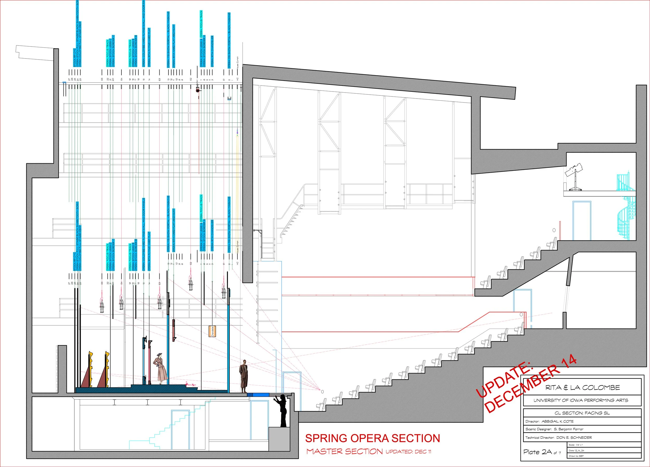 Drafting: Section for Rita and La Colombe for The University Performing Art