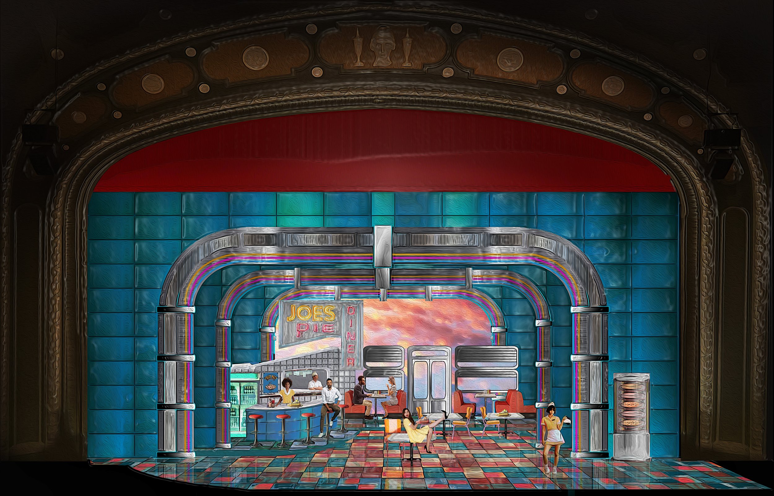 Rendering for Waitress at Theatre Cedar Rapids