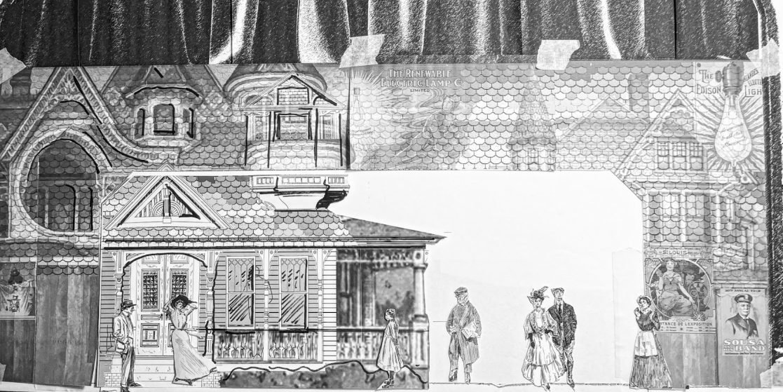 Collage sketch for Meet Me in St Louis at Theatre Cedar Rapids