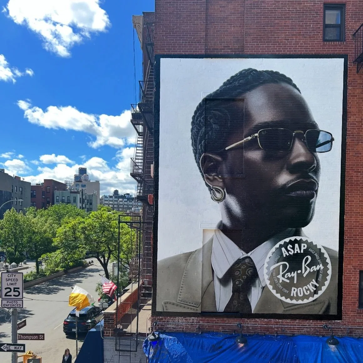 Newly minted billboard for @rayban featuring @asaprocky Thanks to @heritageoutdoormedia and our Amazing? Awesome? Talented team of artists&rsquo; @artbydiaz @ariscumara @mxdoodledaytime 

#handpainted #advertising #lovewhatyoudo