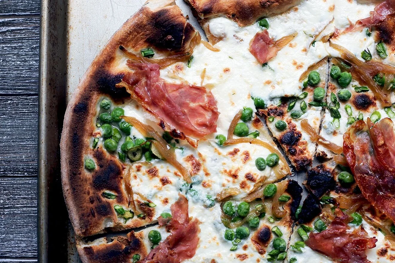 SNAP PEA + PROSCIUTTO PIZZA