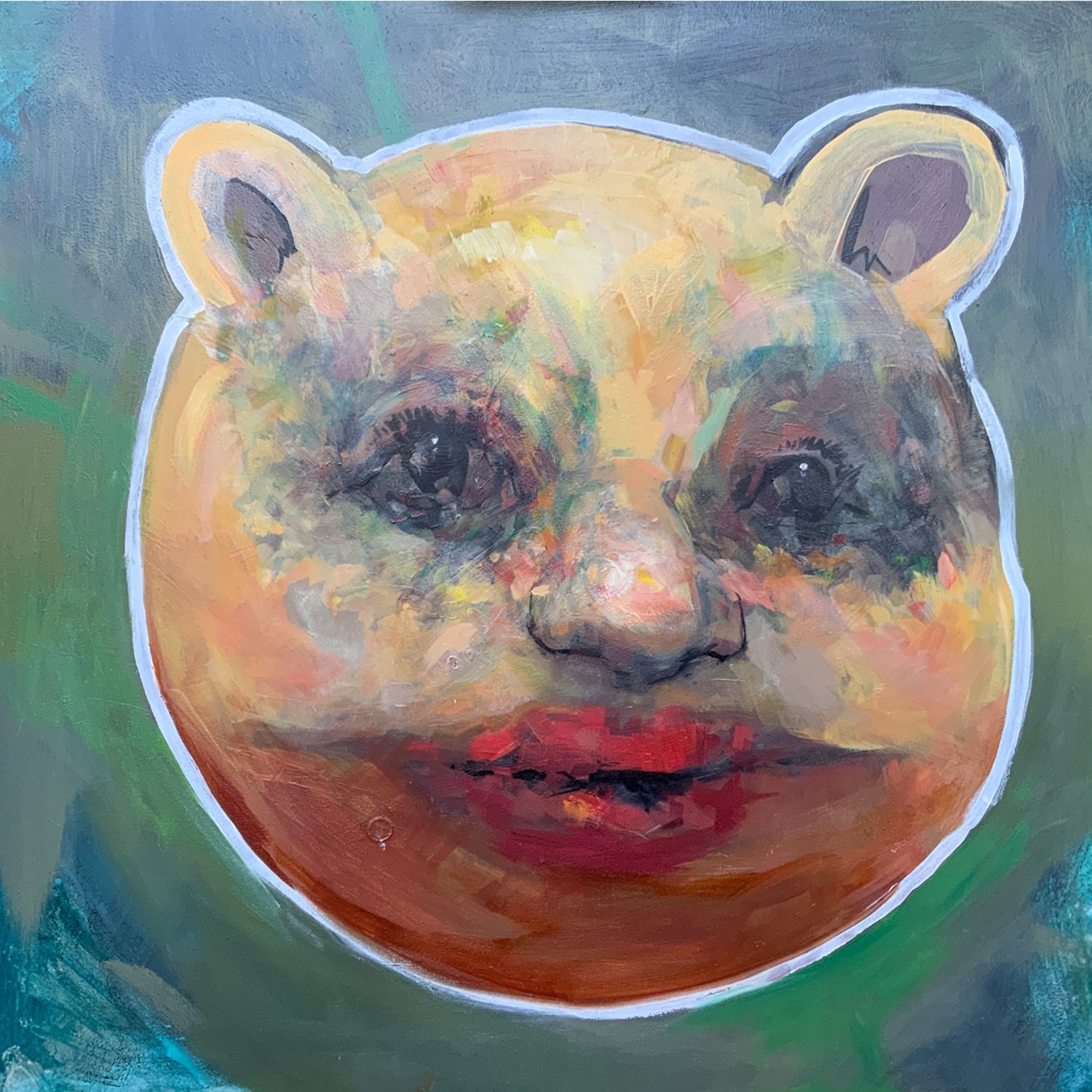  Bear 1, 2021, Acrylic and oil on Panel, 36 x 36” 